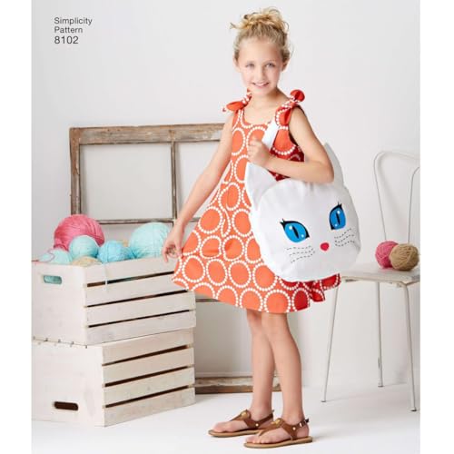 سيمبليسيتي حقيبة يد قطة للفتيات من Simplicity 8102 ونمط خياطة فستان الشمس بمقاسات 3-8 - Image 4